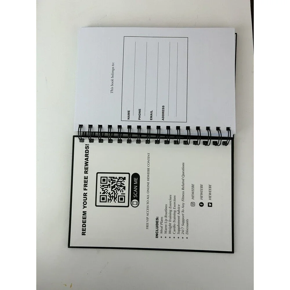 HEWEBE Fitness Planner Workout Journal Gym Training Log Spiral Notebook